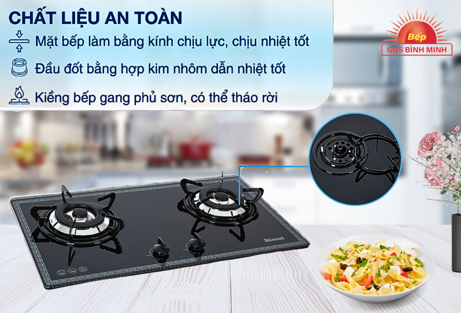 Bếp Gas Bình Minh Rinnai RVB 2BG FN