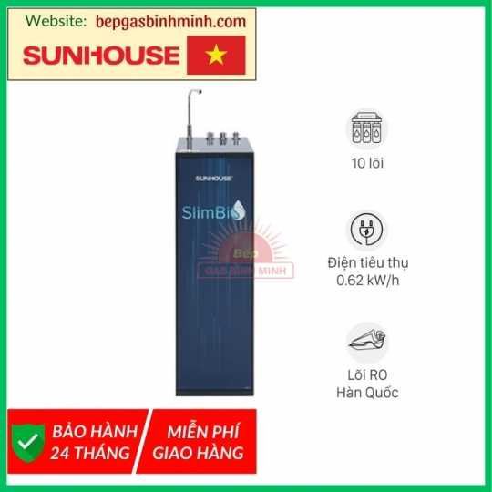 Máy lọc nước RO nóng nguội lạnh Sunhouse SHA76213CK 10 lõi